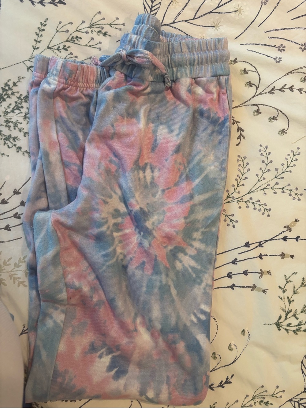 Simply Southern womens Light Pink & Light Blue Tie-Dye Pajama Bottoms
